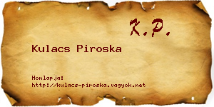 Kulacs Piroska névjegykártya